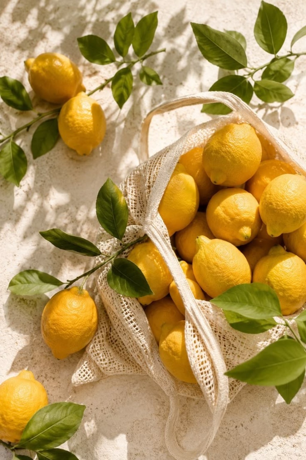 Citrons jaunes dans un sac en filet